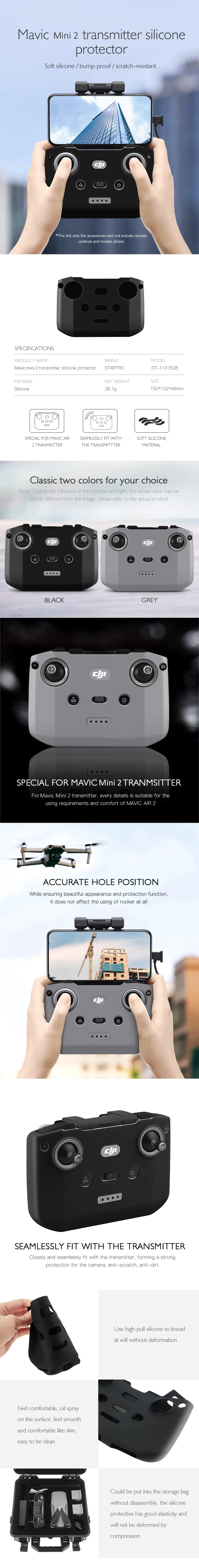 Details about  / For DJI Mini 2 Remote Control Dust Cover Silicone Case Cover Drone Accessories