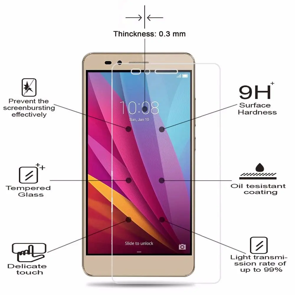 2 шт 9H закаленное стекло для huawei Honor 5X X5 GR5 5,5 дюймов KII-L21/L22/L23 KIW-AL10/CL00/TL00/TL00H стеклянная защитная пленка