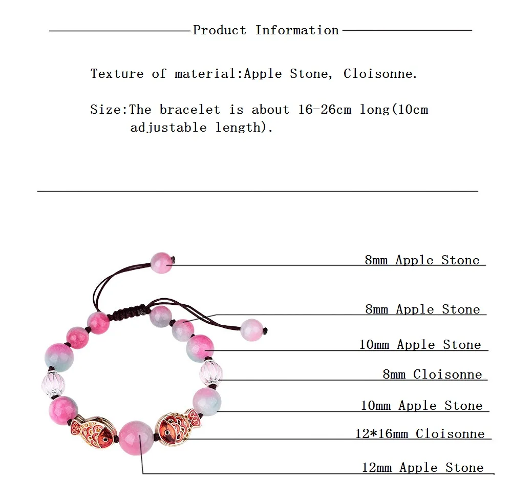 Женский этнический браслет ручной вязки ZIN розовое яблоко очаровательные