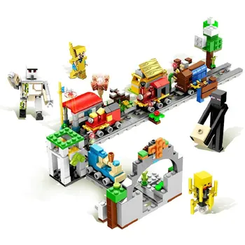 

The Minecart Mine Train Set Building Blocks With Action Figures Compatible Lepining MinecraftINGlys Sets Toys For Children