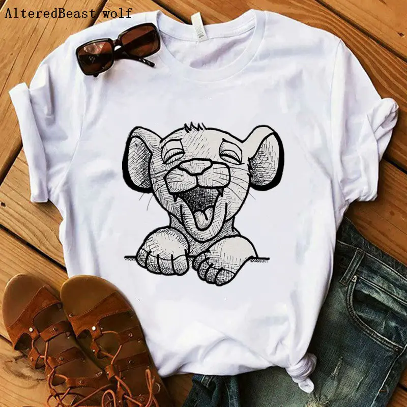 as picture Hakuna Matata футболка женская с принтом SIMBA harajuku Король Лев vogue футболка Летняя повседневная с коротким рукавом модные топы футболки - Цвет: as picture
