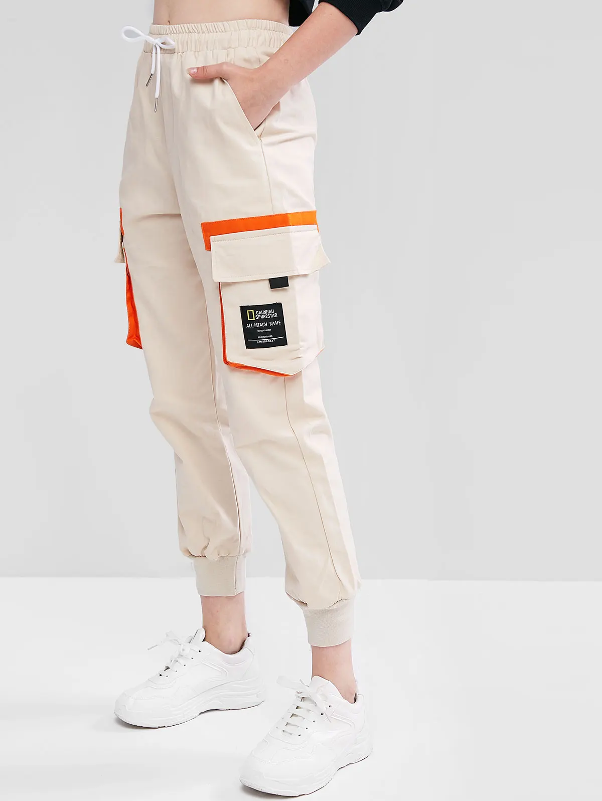 ZAFUL, горячая Распродажа, женские брюки-карго с карманами, высокая талия, шнурок, свободные, уличная одежда, штаны, мешковатые, высококачественный хип-хоп, штаны для бега