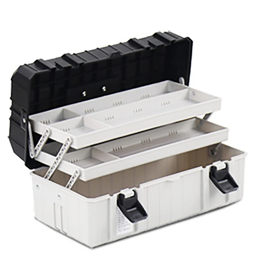 17 Inch Three Layer Plastic Foldable Toolbox Household Maintenance Electrician Tool  Storage Case Multi-functional Box