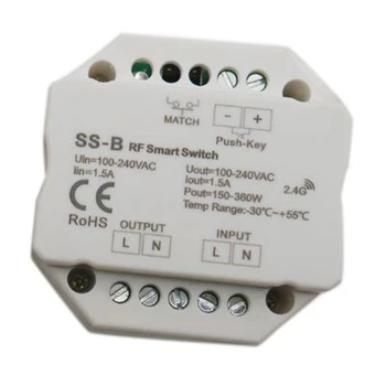 

SS-B AC Triac RF Smart Switch Output 100-240VAC 1.5A 360W RF Smart Switch with Relay Output Led Controller