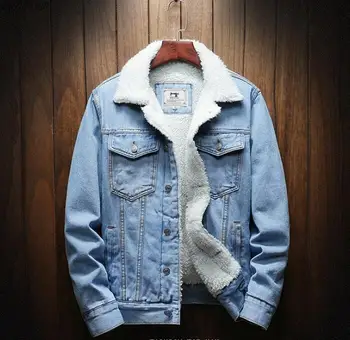 

Fleece Denim Jacket Fashion Mens Jean Jackets Outwear Male Cowboy Plus Size 6XL winter Men Jacket And Coat Warm