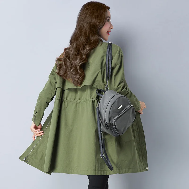 

Zipper 2019 Autumn Long Sleeve Mid-length Straight-Cut Trench Coat Joint Comfortable Street Versatile
