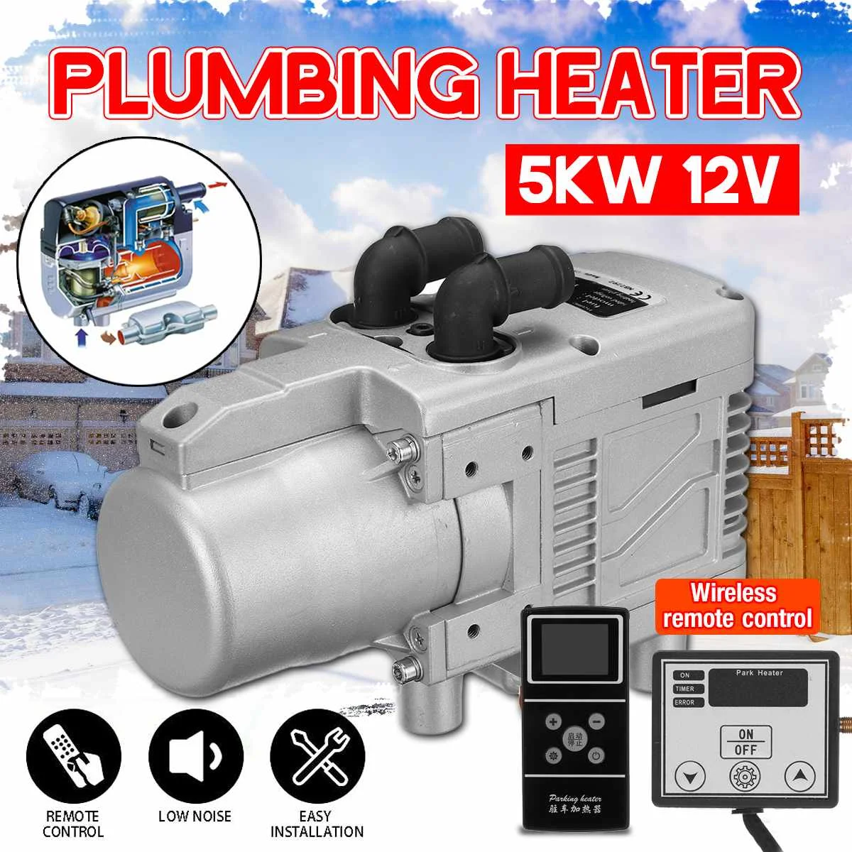 12V 5KW Autonomous Water Heater Burner Combustion Chamber