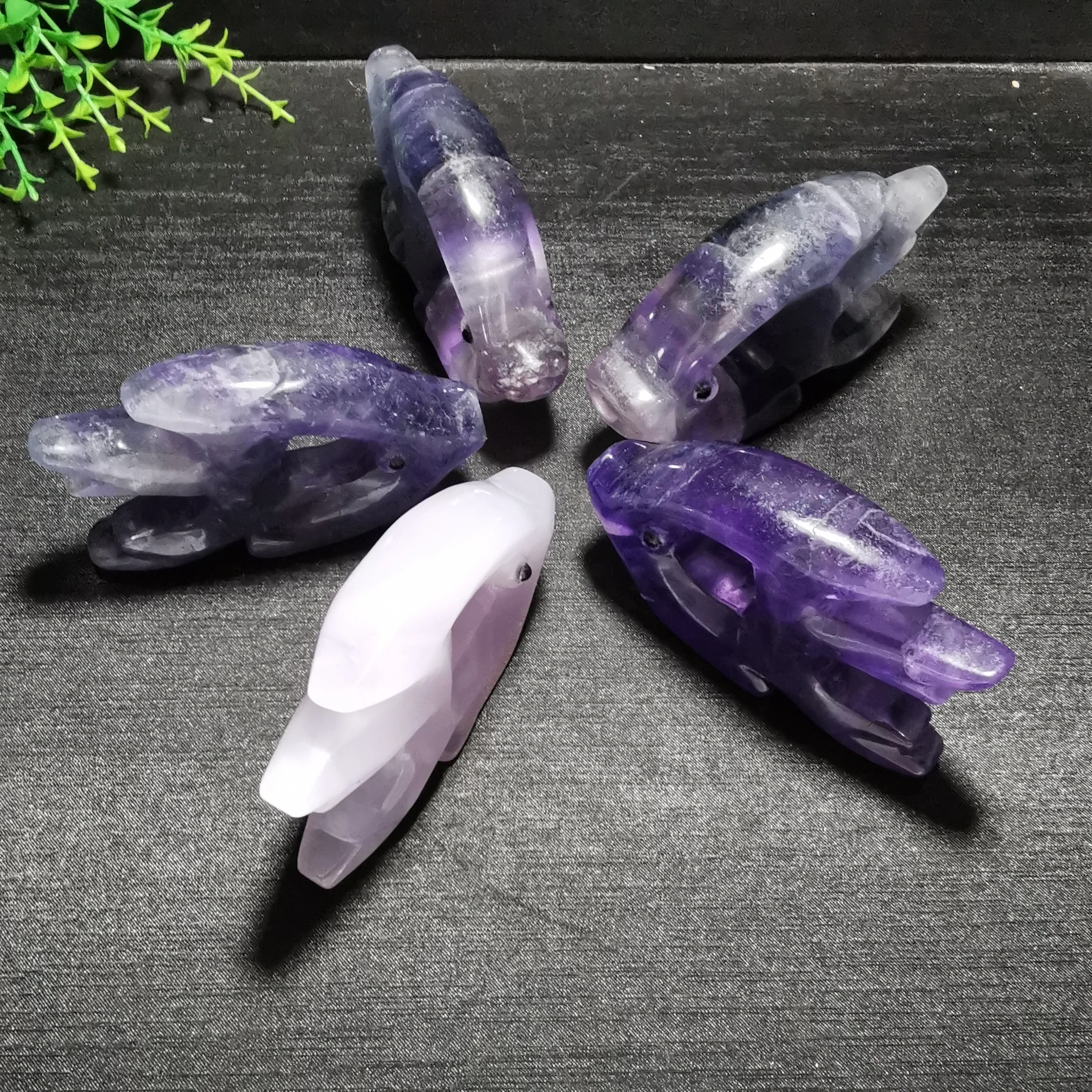 

Натуральные ремесла для рук, серия рейки, резьба из флюорита в виде рыбы, резьба из кристалла для лечения LJ