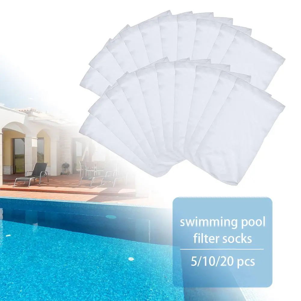 

5/10/20pcs White Nylon Swimming Pool Filter Storage Pool Skimmer Socks Saver Skimmer Basket Sock Sleeve Mesh Screen Sock Net