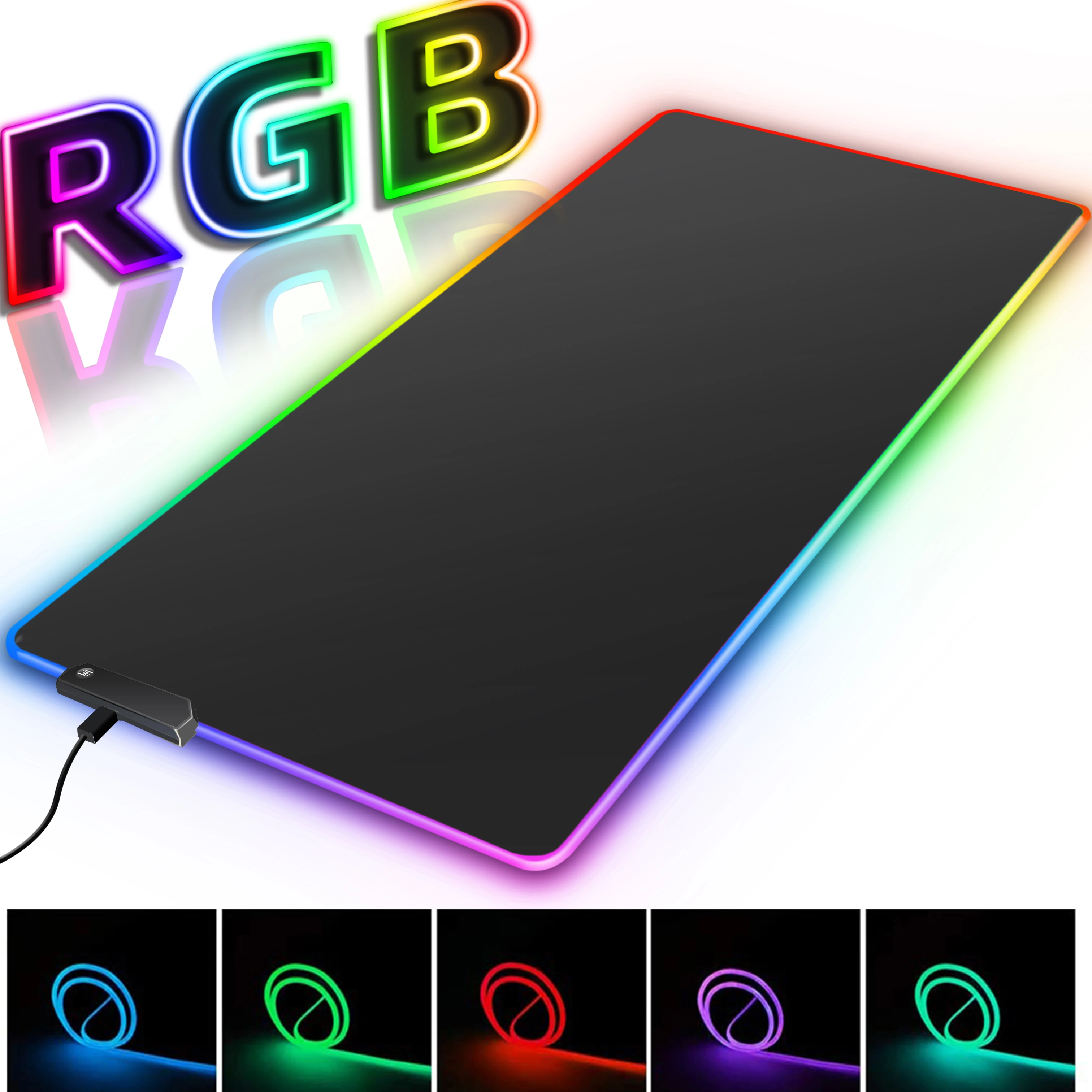Tapis de souris RGB rétro éclairé LED, accessoire de jeu de grande taille pour ordinateur de bureau