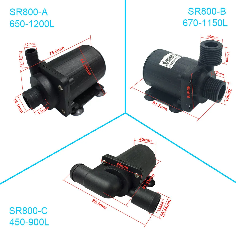 Bomba de agua SR800A SR800B, fuente de rocalla SR800C, microsistema de ciclismo doméstico, bomba potenciadora de 12V, circulación USB silenciosa