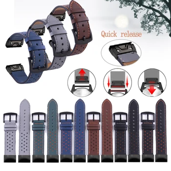 

New Fashion Ieather Watchband for Garmin Fenix 6X 6Pro 5X 5 Plus 3HR Forerunner 935 Watch Quick Release Easyfit Wrist Band Strap
