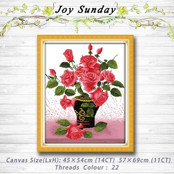 

Love at first sight roses flower painting dmc 14CT 11CT counted cross stitch kits embroidery set Needlework Set Home decor