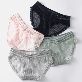 

Sexy Lace Panties Breathable Comfortable Women Low Waist Transparent Briefs Stitching Hollow Seamless Cotton Girl Underwear