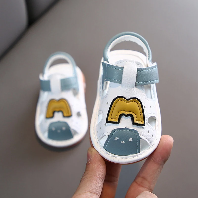 

Summer Baby Shoes Newborn Infant Girl Boy Crib Shoes Baby Soft Sole M Pattern Solid Casual Anti Slip Toddler First Walkers 0-18M