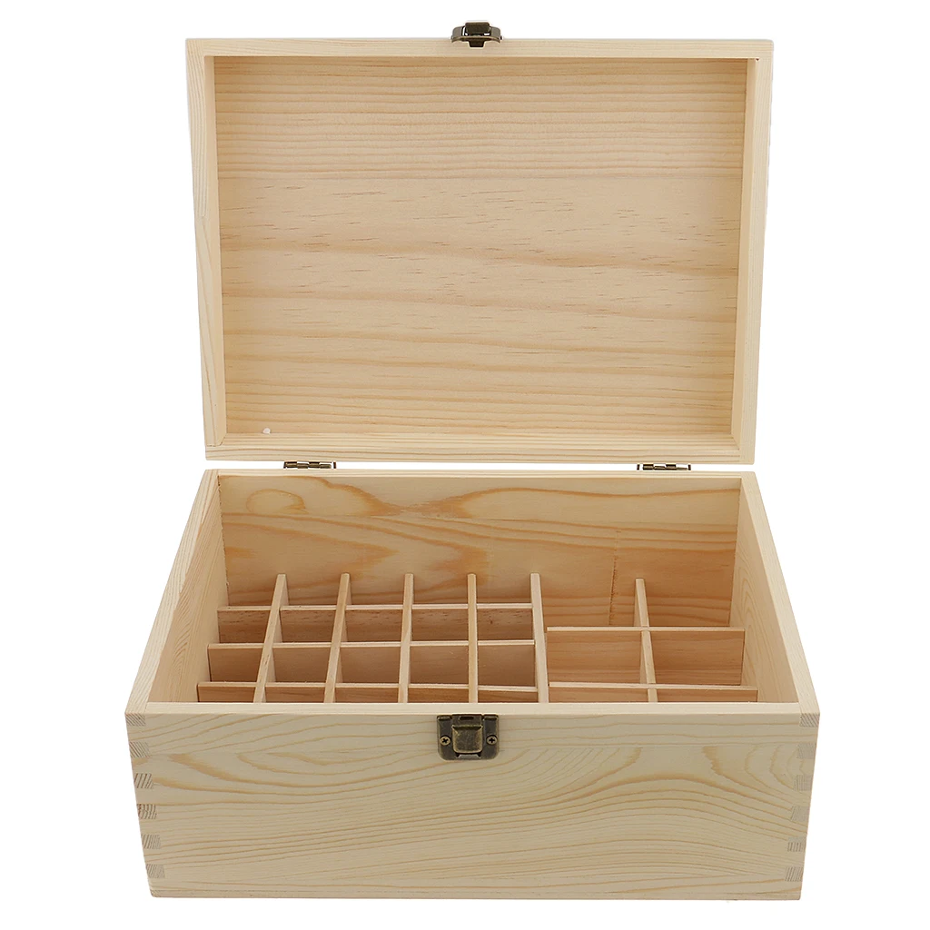 Wood Storage Case Essential Oil Case Carrying Organizer 38 Slots Container Holds for 2ml/3ml/5ml/10ml/15ml/50ml/100ml Bottles
