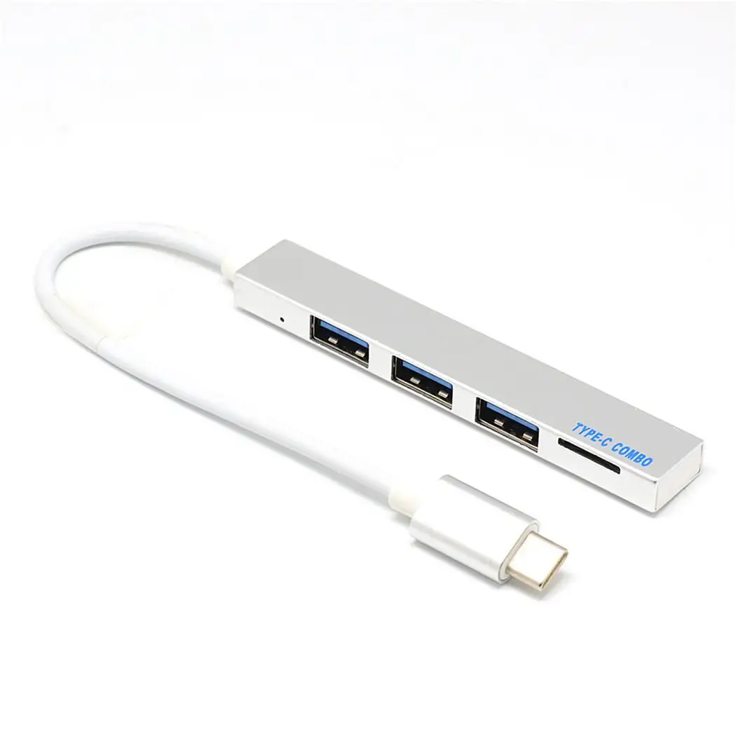Тип-c до 3 портов USB концентратор 17 см/6,7 дюймов OTG серебро, серый адаптер SD USB3.1 кардридер