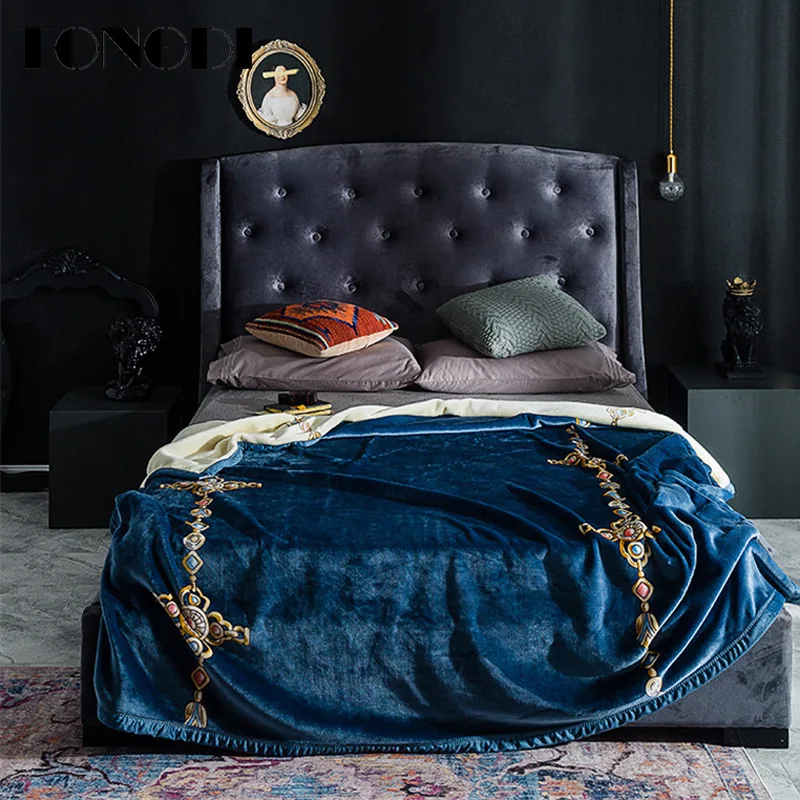 

TONGDI Raschel Blanket Soft Thickened Heavy Warm Elegant Fleece Eco-friendly Luxury Decor For Cover Sofa Bed Bedspread Winter
