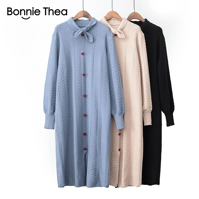 Женское вязаное платье Bonnie thea элегантное шерстяное платье-свитер размера плюс