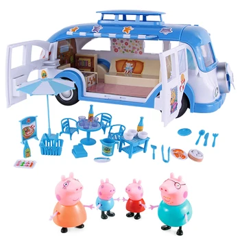

Original Peppa Pig Dining Car Toy Party Picnic Set Action Figure Doll Family Dad Mom George Model Child Birthday Gift