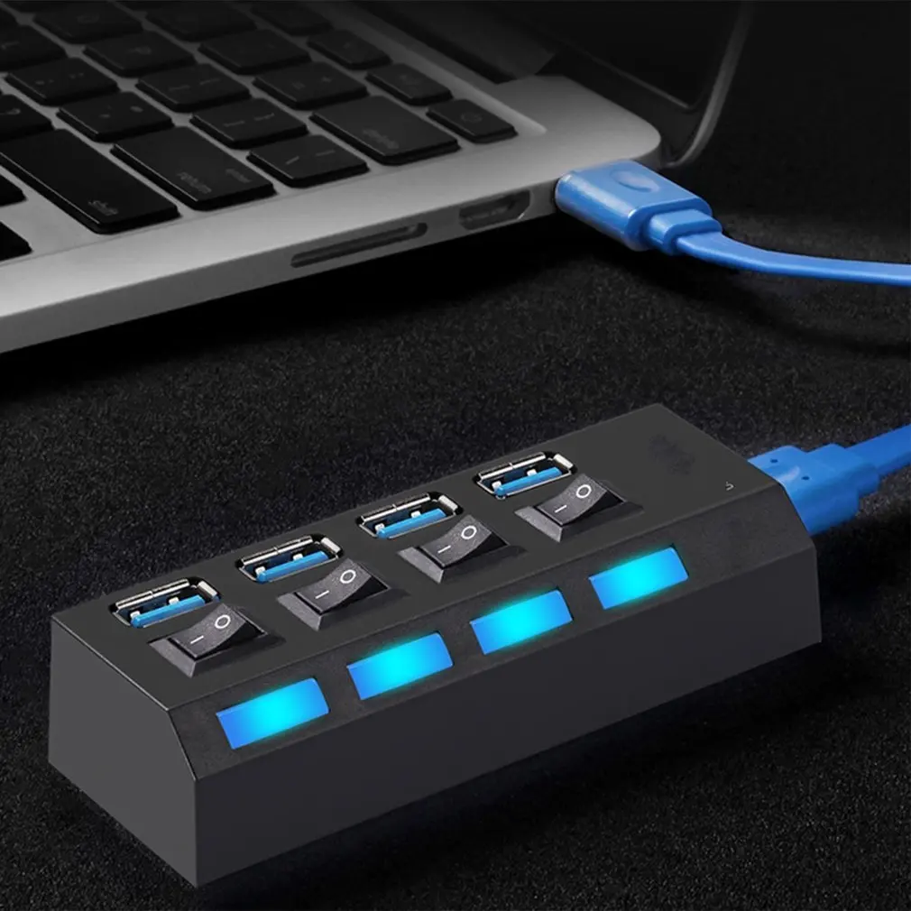 4 порта USB3.0 концентратор Высокоскоростной 5 Гбит/с usb-хаб с индивидуальным переключателем вкл/выкл usb-хаб сплиттер адаптер для Windows ноутбука ПК