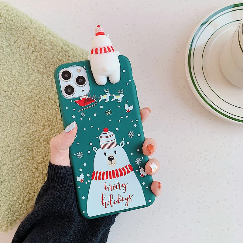 Счастливого Рождества 3D кукла чехол для телефона для iPhone 11 11Pro Max XR X XS Max 7 8 6 6S Plus мультфильм снеговик олень мягкая задняя крышка подарок - Цвет: T2