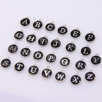 

26 Pieces/Set 15*12MM Dripping oil Metal Alloy Alphabet English Letters Charms Pendants Diy Jewelry Accessories