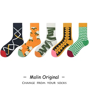 

Colorful Flowers Sock for Woman Striped Socks Women Adult Kawaii Ladies Elegant High Sox Cotton Spring Female Trendy Calcetines