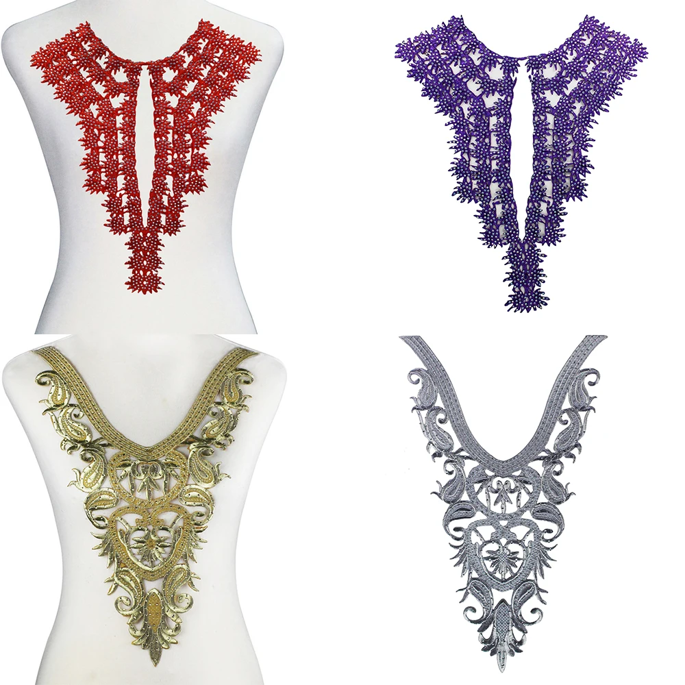 1 шт. блестящий воротник для шеи кружевные нашивки аппликация вышивки в