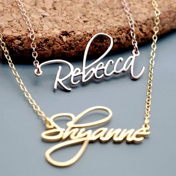 

Personalized Name Pendant Necklace Customized Cursive Nameplate Necklace Custom Name Jewelry Copper Any Name Charm Birthday Gift
