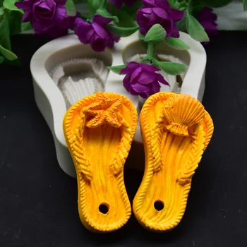 

Flip Flops Cake Silicone Mold Slippers Shoes Design Aromatherapy Clay Soap Mould Creative Chocolate Fondant Molds Baking Tool