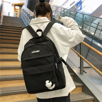 

Teen Student Backpack Women School Bags for Teenage Girls Simple Solid Nylon Bookbags Female Preppy Style Bag School New