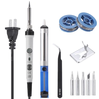 

11pcs/kit 60W Electric Soldering Kit 110V Adjustable Temperature Soldering Iron Quick Heat For Electric Repair Home DIY Welding