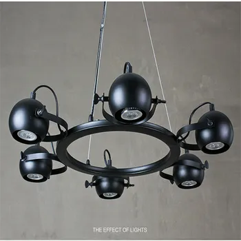

6/8 Head Black Color Loft Style Wrought Iron Pendant Lamp Industrial Vintage Coffee Shop Decoration Light Free Shipping
