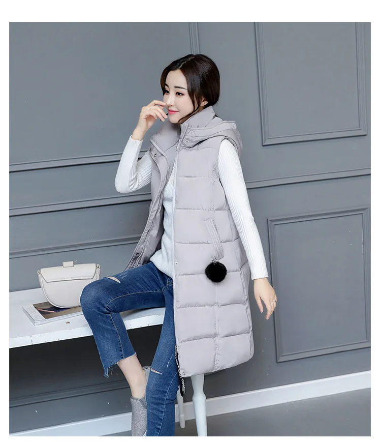 duvet coats 2021 Winter Women Cotton Down Vest Plus Size M-5XL Sleeveless Warm Hooded Loose Casual Long Vest Female Outerwear Padded Jacket long duvet coat