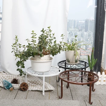 

Potted Stander Wrought Iron Home Decor Classic Style Plant Balcony Create Round Garden Storage Rack Stand Floor Display Shelf