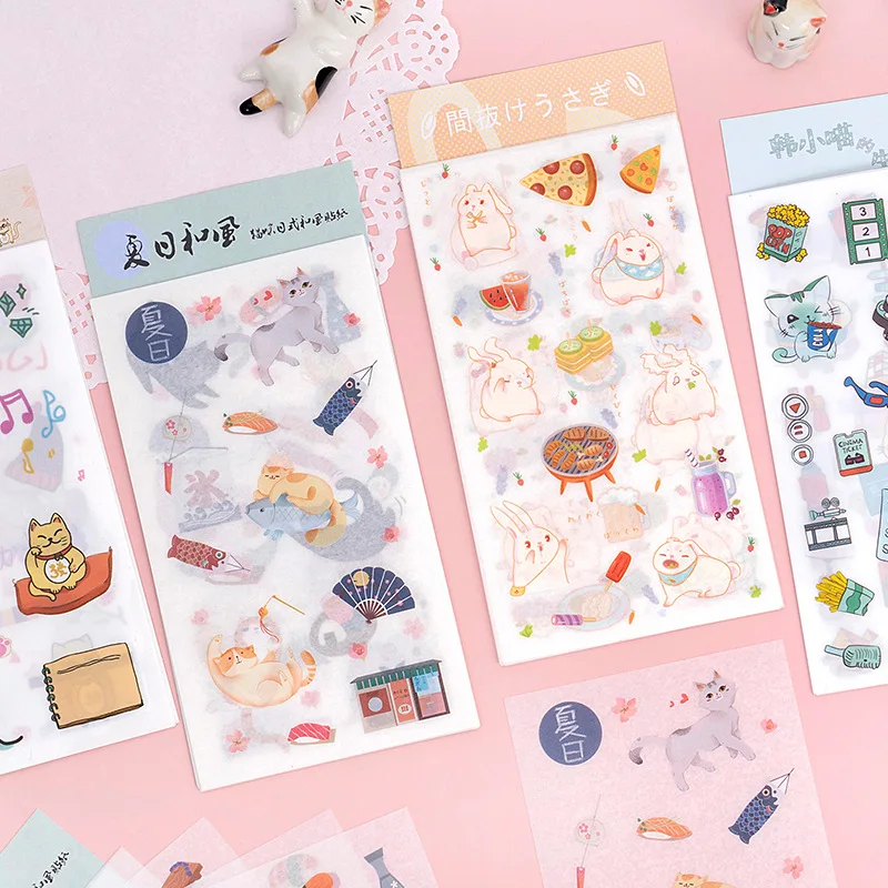6 шт./лот Kawaii Fortune Кот кролик бумажная наклейка украшение дневник Скрапбукинг