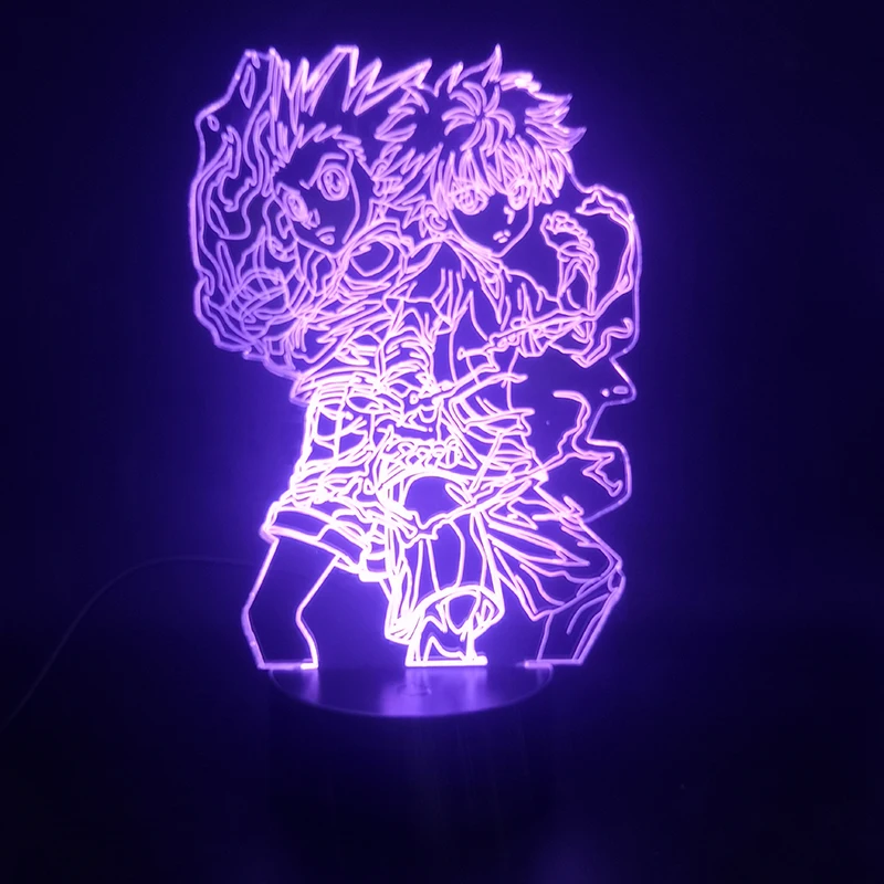 Охотник Гон и киллуа 3D лампа классный подарок для подростка для прикроватного декоративного сенсорного датчика яркая База Светодиодный Ночной светильник лампа