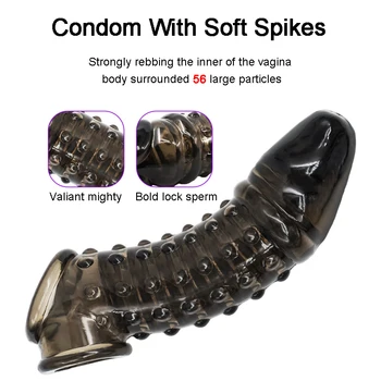 Soft Penis Extender Condom Silicone Reusable Penis Sleeve Flexible Glans Penis Enlarger Delay Ejaculation Adult Sex Toys For Men 3
