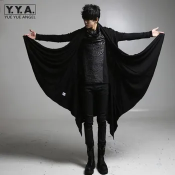 

2020 New Avant-garde Long Style Trench Mens Black Punk Rock Style Outerwear Boys Brand Clothing Personality Loose Casual Coats