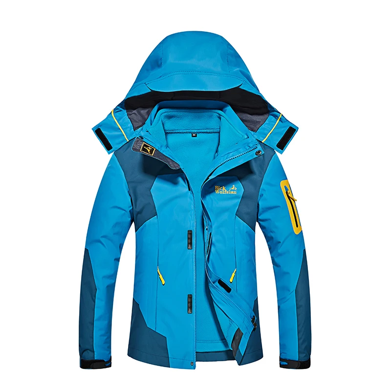 winter coat Mens Women parka Splicing lapels jackets Plus velvet warm coats Liner+jacket Camouflage windbreaker Hooded roupas - Цвет: Women sky blue