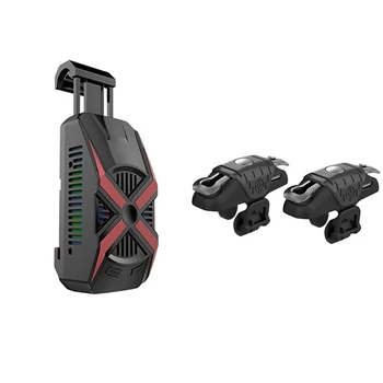 

3 Pcs Toy Accessories: 1 Pcs Phone Cooler Fan+Semiconductor for 4.5 Inch to 7 Inch & 2 Pcs for PUBG Game Trigger