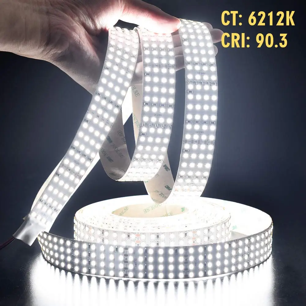 Супер яркая белая светодиодная лента-2835SMD High CRI 90 в четыре ряда гибкие светодиодные полосы-24VDC IP20 17650 лм/рулон для Светодиодный розничный