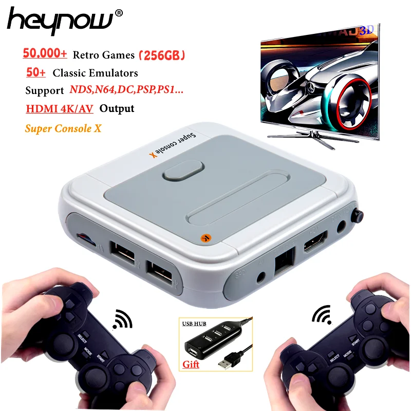 HEYNOW HDMI выход супер ТВ Видео игровая консоль X для PS1/N64/DC 50 + эмуляторы 50000 игры