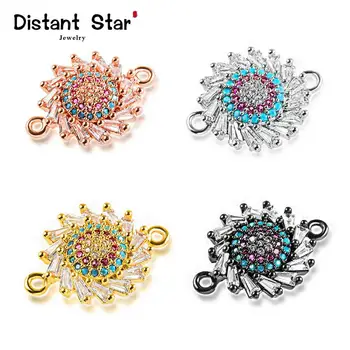 

14*20mm Flower Diy Fine Jewelry Bracelet Women's Necklace Accessories Jewelry For Making Bracelet Connector Brass Zirconia Gift