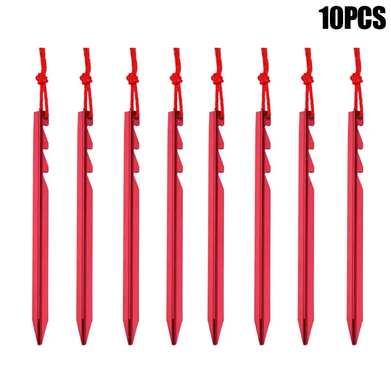 

10pcs Tent Pegs Aluminum Tent Stake with Rope Outdoor Camping Accessories N66