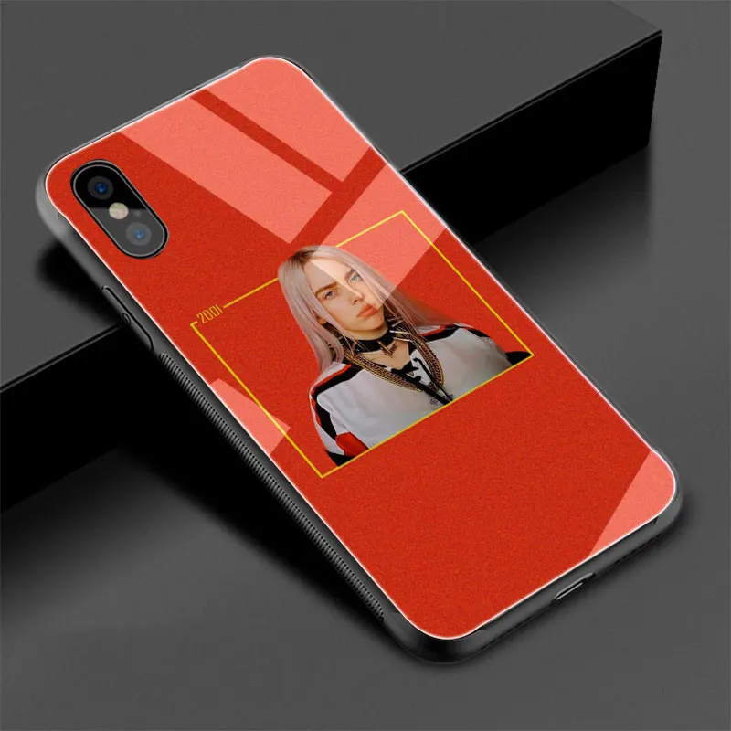 EWAU модный billie eilish логотип Чехол из закаленного стекла для телефона для iphone 5 5s SE 6 6s 7 8 plus X XR XS 11 pro Max