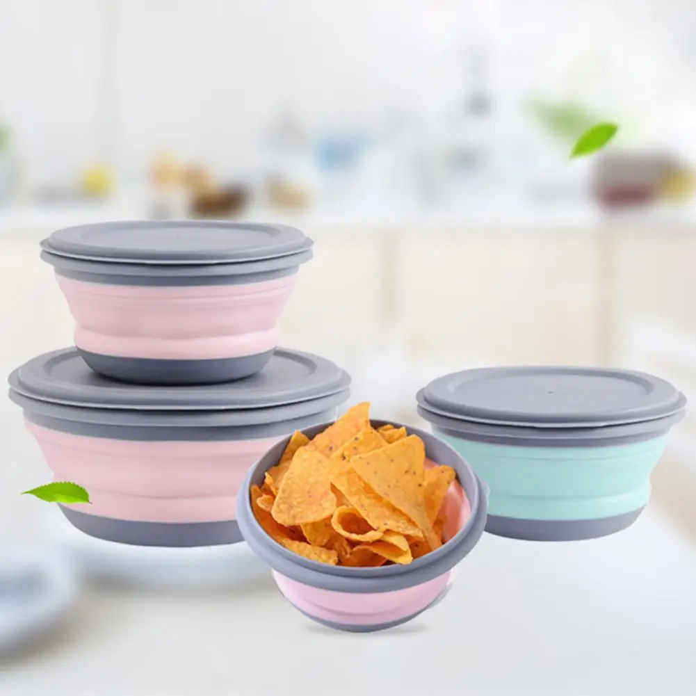 

3Pcs Plactic Portable Folding Bowl Outdoor Lunch Box Wash Up Bowl Food Container Food Box Travel Camping Picnic School Tableware