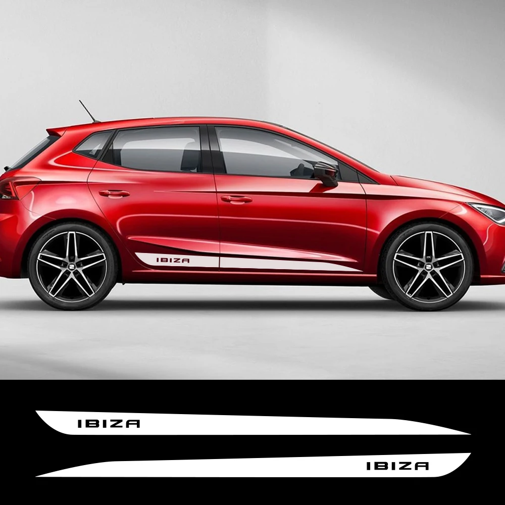 2 шт. автомобиль Стикеры гонки флаг боковой двери юбка в полоску для Seat Ibiza укладки