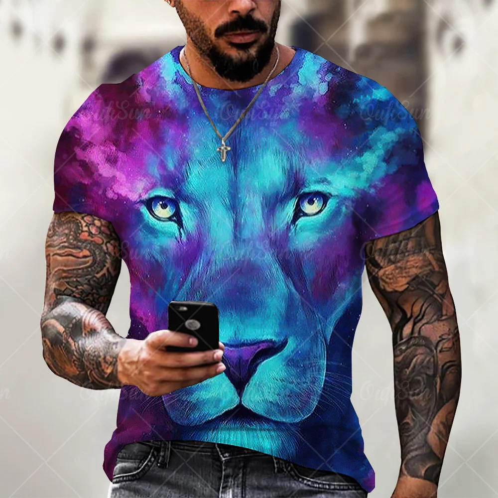 2021 New Fashion Cool T-shirt For Men’s 3D T-shirt Printing lion Short Sleeve Summer Shirt Printing T-shirt